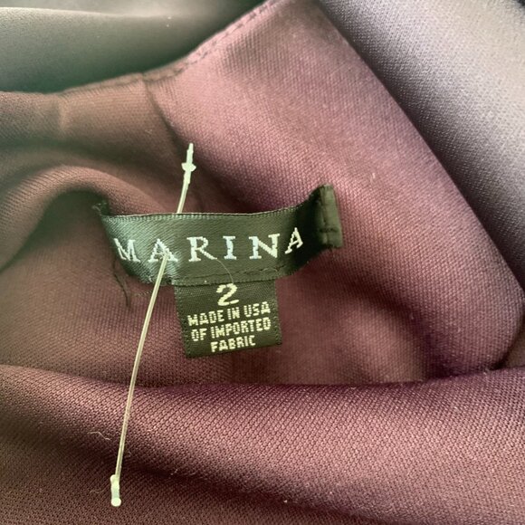 Marina Formal Gown NWT Burgundy Empire Waist Evening Bridesmaid Maxi Dress - Picture 11 of 16